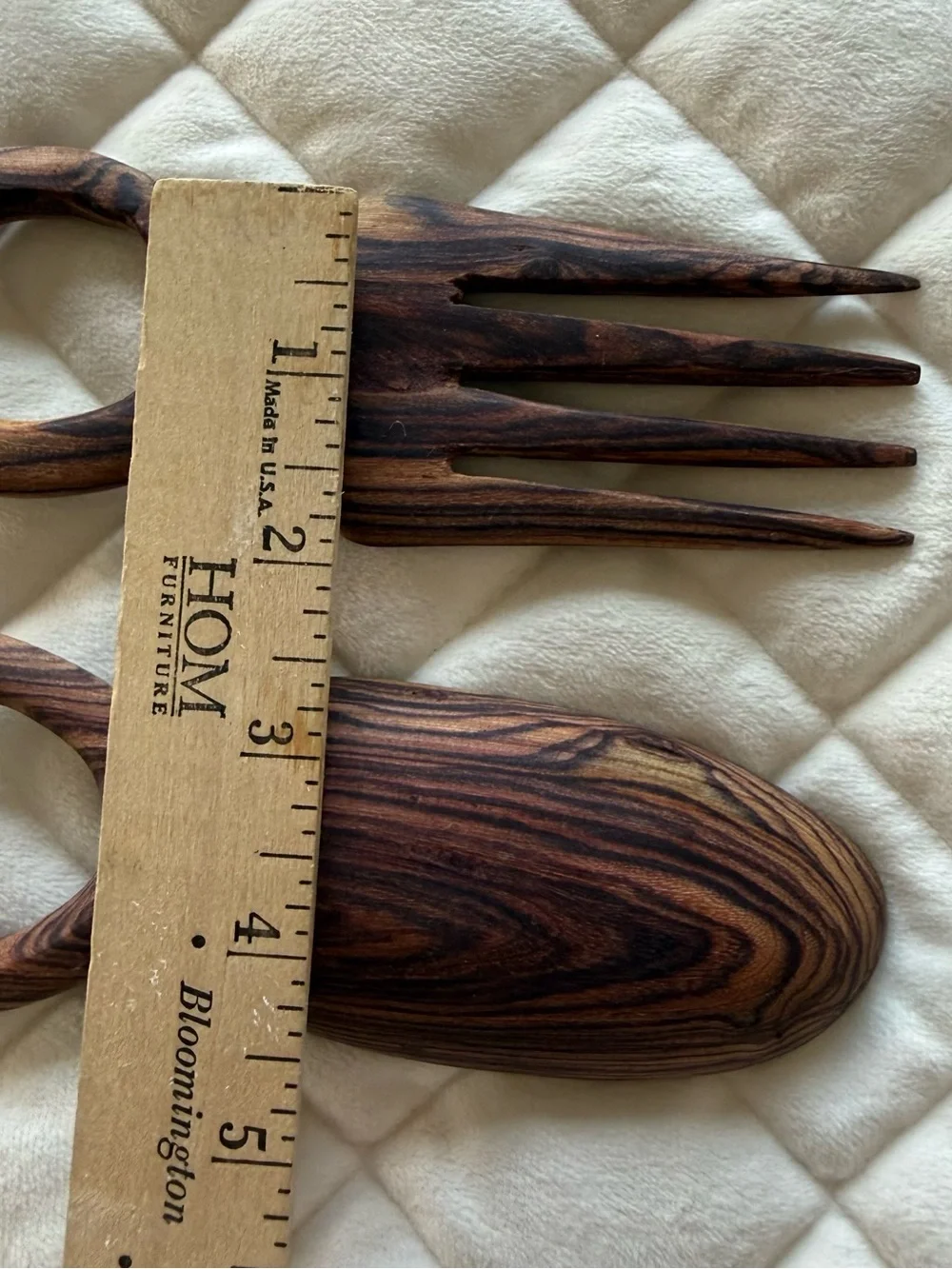 VTG Hand Carved Wooden Giraffe Salad Servers Spoon Fork Set Safari Boho African
